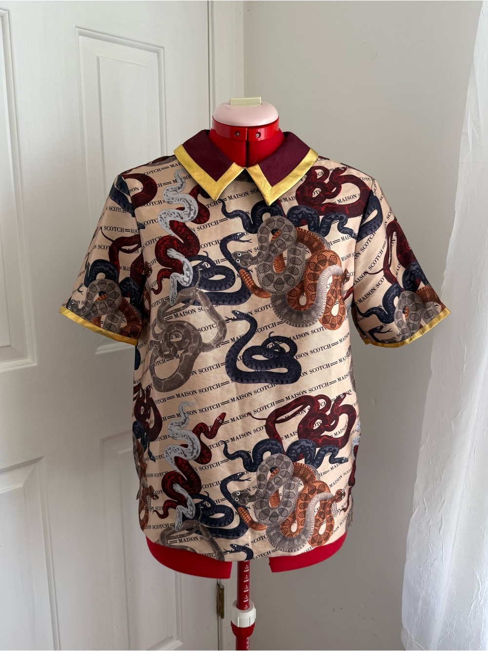 SCOTCH & SODA Maison Scotch Blouse Rare Snake Print Rose Gold Size S
